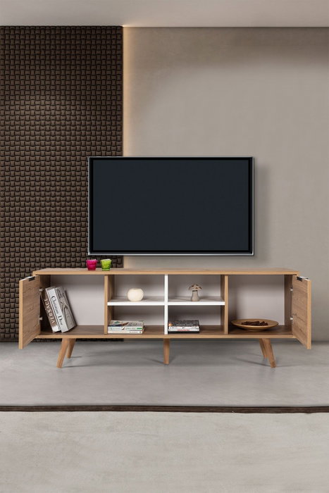 Hanah Home Sina 3621 Soporte para TV Roble Zafiro y Blanco